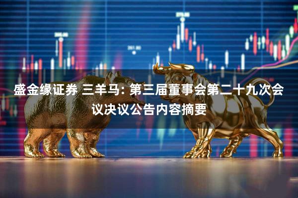 盛金缘证券 三羊马: 第三届董事会第二十九次会议决议公告内容摘要