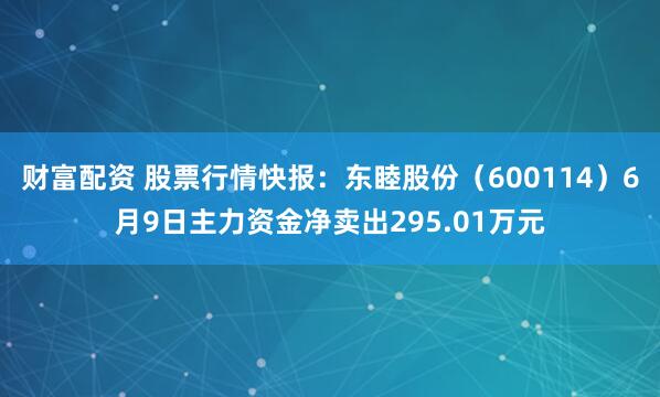 财富配资 股票行情快报：东睦股份（600114）6月9日主力资金净卖出295.01万元