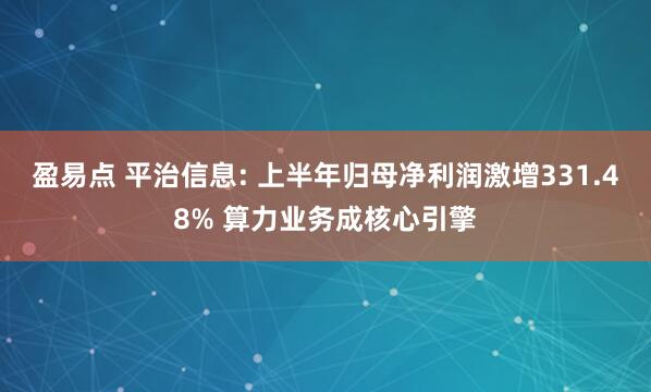 盈易点 平治信息: 上半年归母净利润激增331.48% 算力业务成核心引擎